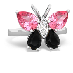 Lab Pink Sapphire Butterfly 14K White Gold ring R2215