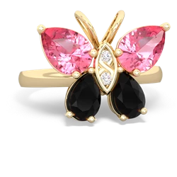 Lab Pink Sapphire Butterfly 14K Yellow Gold ring R2215