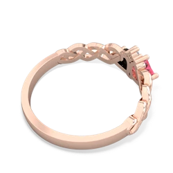 Lab Pink Sapphire Heart To Heart Braid 14K Rose Gold ring R5870