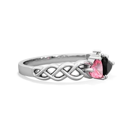 Lab Pink Sapphire Heart To Heart Braid 14K White Gold ring R5870