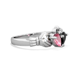 Lab Pink Sapphire 'Our Heart' Claddagh 14K White Gold ring R2388