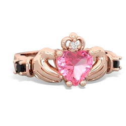 Lab Pink Sapphire Claddagh Keepsake 14K Rose Gold ring R5245