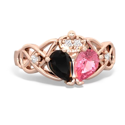 Lab Pink Sapphire 'One Heart' Celtic Knot Claddagh 14K Rose Gold ring R5322