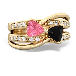 Lab Pink Sapphire Bowtie 14K Yellow Gold ring R2360