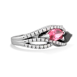 Lab Pink Sapphire Diamond Rivers 14K White Gold ring R3070