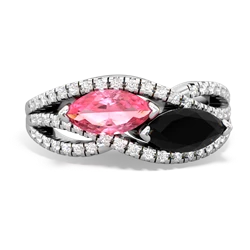 Lab Pink Sapphire Diamond Rivers 14K White Gold ring R3070