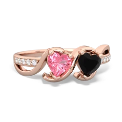 Lab Pink Sapphire Side By Side 14K Rose Gold ring R3090