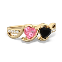 Lab Pink Sapphire Side By Side 14K Yellow Gold ring R3090