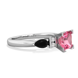 Lab Pink Sapphire 6Mm Princess Eternal Embrace Engagement 14K White Gold ring C2002