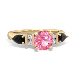 Lab Pink Sapphire 6Mm Round Eternal Embrace Engagement 14K Yellow Gold ring R2005