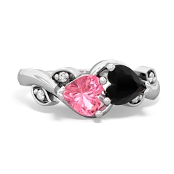 Lab Pink Sapphire Floral Elegance 14K White Gold ring R5790