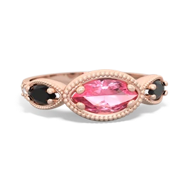 Lab Pink Sapphire Milgrain Marquise 14K Rose Gold ring R5700