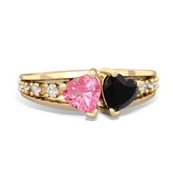 Lab Pink Sapphire Heart To Heart 14K Yellow Gold ring R3342