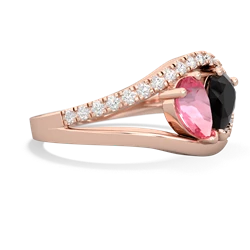 Lab Pink Sapphire Nestled Heart Keepsake 14K Rose Gold ring R5650