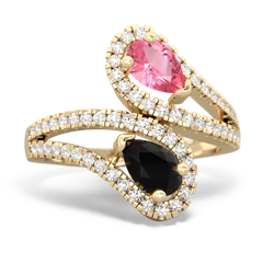 Lab Pink Sapphire Diamond Dazzler 14K Yellow Gold ring R3000