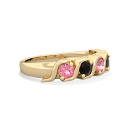 Lab Pink Sapphire Anniversary Band 14K Yellow Gold ring R2089