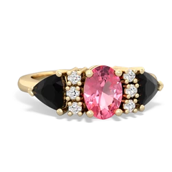 Lab Pink Sapphire Antique Style Three Stone 14K Yellow Gold ring R2186