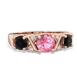 Lab Pink Sapphire Hugs And Kisses 14K Rose Gold ring R5016