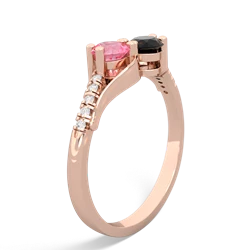 Lab Pink Sapphire Infinity Pave Two Stone 14K Rose Gold ring R5285