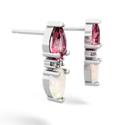 Lab Pink Sapphire Bowtie Drop 14K White Gold earrings E0865