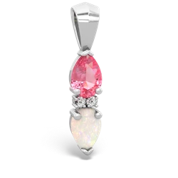 Lab Pink Sapphire Bowtie Drop 14K White Gold pendant P0865