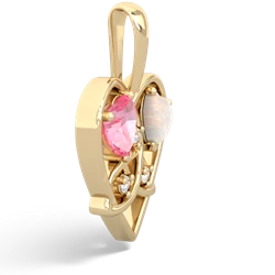 Lab Pink Sapphire Celtic Trinity Heart 14K Yellow Gold pendant P5331