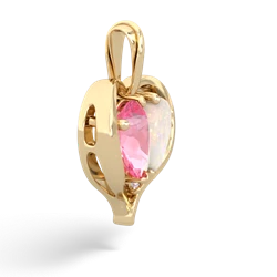 Lab Pink Sapphire Two Become One 14K Yellow Gold pendant P5330