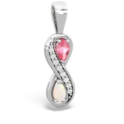 Lab Pink Sapphire Diamond Infinity 14K White Gold pendant P5390