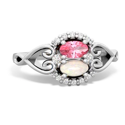 Lab Pink Sapphire Love Nest 14K White Gold ring R5860