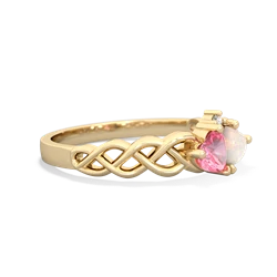 Lab Pink Sapphire Heart To Heart Braid 14K Yellow Gold ring R5870