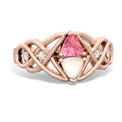 Lab Pink Sapphire Keepsake Celtic Knot 14K Rose Gold ring R5300