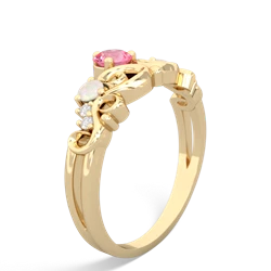 Lab Pink Sapphire Crown Keepsake 14K Yellow Gold ring R5740