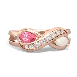 Lab Pink Sapphire Diamond Infinity 14K Rose Gold ring R5390