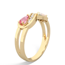 Lab Pink Sapphire Diamond Infinity 14K Yellow Gold ring R5390