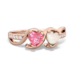 Lab Pink Sapphire Side By Side 14K Rose Gold ring R3090