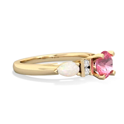 Lab Pink Sapphire 6Mm Round Eternal Embrace Engagement 14K Yellow Gold ring R2005