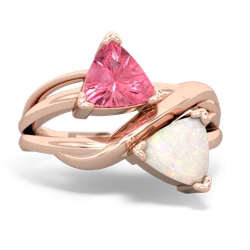 Lab Pink Sapphire Split Band Swirl 14K Rose Gold ring R2341