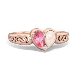 Lab Pink Sapphire Filligree 'One Heart' 14K Rose Gold ring R5070