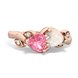 Lab Pink Sapphire Floral Elegance 14K Rose Gold ring R5790