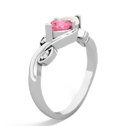 Lab Pink Sapphire Floral Elegance 14K White Gold ring R5790