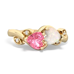 Lab Pink Sapphire Floral Elegance 14K Yellow Gold ring R5790