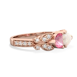 Lab Pink Sapphire Diamond Butterflies 14K Rose Gold ring R5601