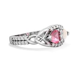 Lab Pink Sapphire Sparkling Celtic Knot 14K White Gold ring R2645