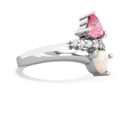 Lab Pink Sapphire Heart To Heart 14K White Gold ring R2064