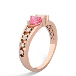 Lab Pink Sapphire Heart To Heart 14K Rose Gold ring R3342