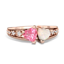 Lab Pink Sapphire Heart To Heart 14K Rose Gold ring R3342