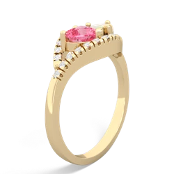 Lab Pink Sapphire Mother And Child 14K Yellow Gold ring R3010