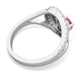 Lab Pink Sapphire Nestled Heart Keepsake 14K White Gold ring R5650