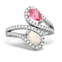 Lab Pink Sapphire Diamond Dazzler 14K White Gold ring R3000