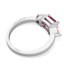 Lab Pink Sapphire Three Stone 14K White Gold ring R5235